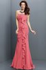 Meerjungfrau Stil Ärmelloses Chiffon Bodenlanges Brautjungfernkleid mit Empire Taille - 27