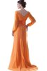 Abito mamma Sposa A-Line V-Scollo in Chiffon con Maniche Lunghe A Terra Cerniera - 3
