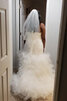 Robe de mariée en chute de sirène en salle ruchés plongeants adorable - 7