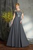 Chiffon Reißverschluss Normale Taille Bodenlanges Brautmutterkleid mit Applike - 3