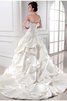 Robe de mariée longue appliques avec lacets de tour de ceinture en haute en satin - 2