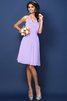 Natürliche Taile Chiffon Nackenband A-Line Kurzes Brautjungfernkleid - 18