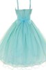 Reißverschluss Empire Taille A-Line wadenlanges Blumenmädchenkleid mit Spaghettiträger - 2