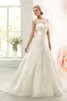 Vestido de Novia de Hasta el suelo de Cordón de Cola Corte de Fajas de Barco - 1