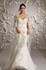 Robe de mariée col en forme de cœur avec fleurs avec broderie avec perle de sirène - 2