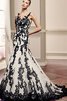 Elegante Vestido de Novia de Corte Sirena de Apliques de Cremallera de Barco - 3