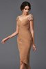 Robe de cocktail courte appliques asymétrique en chiffon avec manche courte - 5