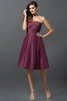 Robe demoiselle d'honneur courte naturel manche nulle a-ligne au niveau de genou - 5