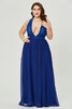 Abito da ballo v-scollo in chiffon splendente a-line con paillette sexy - 1