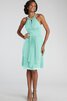 Chiffon Juwel Ausschnitt kurzes Brautjungfernkleid mit Perlen - 7