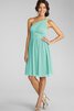 Ein Schulter trägerloser Ausschnitt Chiffon A-Line mini Brautjungfernkleid - 14