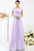 Chiffon Prinzessin Bodenlanges Brautjungfernkleid mit Kurzen Ärmeln mit Drapierung - 19