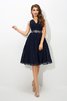 Breiter Träger Chiffon Ärmelloses Kurzes Cocktailkleid mit Spaghettiträger - 4