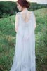 Abito da Damigella Coda a strascico watteau Barchetta A-Line in Tulle con Perline Cappellino - 3