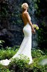 Garten Aufregend Ärmelloses Brautkleid mit Offenen Rücken mit Stickerei - 1
