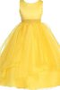 Robe de cortège enfant pailleté ligne a col u profond manche nulle - 1