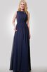 Robe demoiselle d'honneur plissage facile a-ligne trou de serrure manche nulle - 1