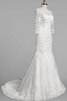 Robe de mariée col en bateau de sirène de traîne moyenne avec perle avec zip - 2