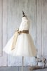 Robe de cortège enfant avec sans manches textile en tulle de tour de ceinture empire de lotus - 3