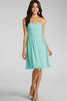 Vestido de Dama de Honor en Gasa de Corto de Escote Corazón de Volantes Adorno - 16