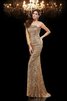 Robe de soirée longue mode avec perle en tissu pailleté d'épaule asymétrique - 4