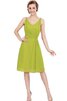 A-Linie Chiffon gerüschtes knielanges Cocktailkleid mit V-Ausschnitt mit Drapierung - 5