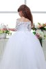 Ärmelloses Normale Taille Halbe Ärmeln Bodenlanges Blumenmädchenkleid mit Blume - 2
