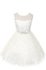Robe de cortège enfant ligne a col ras du cou manche nulle avec décoration dentelle - 6