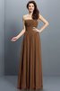 Prinzessin A Linie Plissiertes Bodenlanges Brautjungfernkleid aus Chiffon - 4