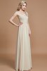 Robe demoiselle d'honneur naturel jusqu'au sol avec chiffon manche nulle a-ligne - 2