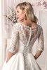 Halbe Ärmeln gekerbter Ausschnitt Spitze Elegantes Brautkleid mit Bordüre mit Knöpfen - 5