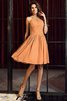 Robe demoiselle d'honneur naturel avec sans manches au drapée elevé avec chiffon - 20