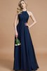 Robe demoiselle d'honneur avec zip jusqu'au sol ruché dénudé de princesse - 1