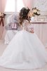 Juwel Ausschnitt Duchesse-Linie Ärmelloses Normale Taille Blumenmädchenkleid mit Blume - 2