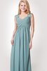Chiffon Herz-Ausschnitt Ärmellos einfaches romantisches bodenlanges Brautjungfernkleid - 2
