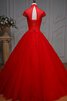 Spitze Perlenbesetztes Duchesse-Linie langes Quinceanera Kleid mit Bordüre mit Applikation - 2