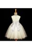 Robe de cortège enfant plissé en tulle avec sans manches avec fleurs col u profond - 2