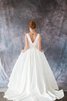 Robe de mariée naturel longueur au ras du sol avec zip de traîne mi-longue manche nulle - 1