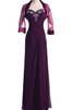 Abito mamma Sposa in Chiffon Naturale Con Giacca A-Line A Terra Cuore - 1