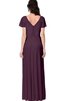 Robe demoiselle d'honneur avec manche courte de col en v avec chiffon ligne a - 4