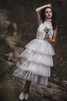 Moderno Vestido de Novia de Llamativo de Natural de Corto - 1