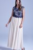 Chiffon langes Brautjungfernkleid mit Bordüre mit gekappten Ärmeln - 4