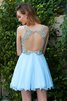 Schaufel-Ausschnitt Perlenbesetztes Ärmelloses Rückenfreies Kurzes Abiballkleid - 2