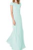 Chiffon langes bodenlanges mini Brautjungfernkleid mit Gürtel mit tiefem V-Ausschnitt - 1