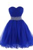 Abito Homecoming mini con Increspato con Perline Senza Maniche in Tulle Allacciato - 1