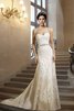 Vestido de Novia en Encaje de Natural de Encaje Adorno de Escote Corazón de Fajas - 1