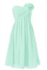 Natürliche Taile a linie Ärmellos mini Brautjungfernkleid mit Blume - 1