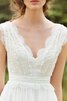 Abito da Sposa con Piega con Nastro A-Line Senza Maniche Semplice con Fusciacca - 4