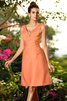 Robe demoiselle d'honneur plissage courte naturel avec fronce de col en v - 20