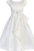 Reißverschluss plissiertes A-Line Satin bodenlanges Blumenmädchenkleid - 1